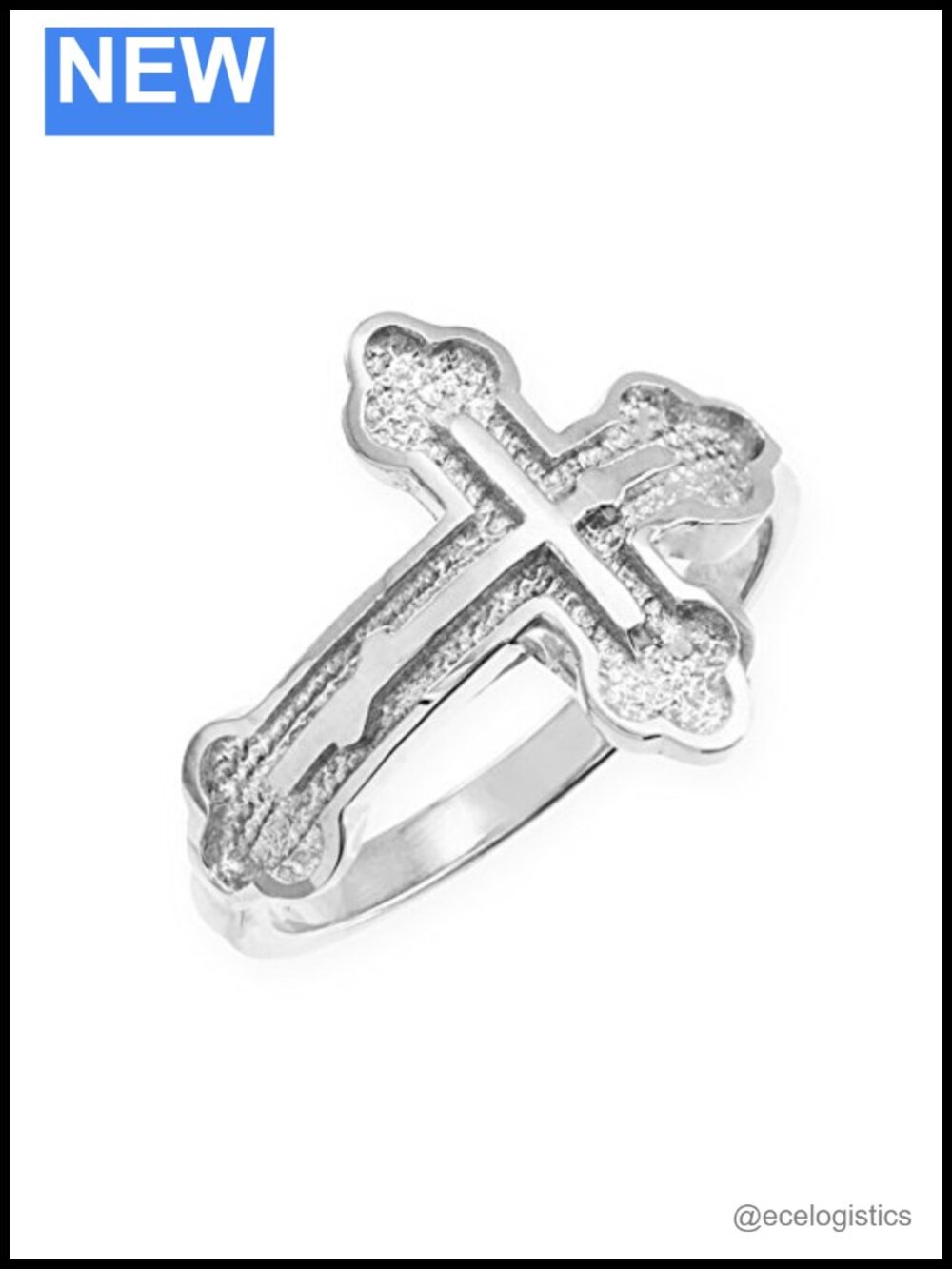 Religious 925 Sterling Silver Eastern Orthodox Cross Ring Size 12